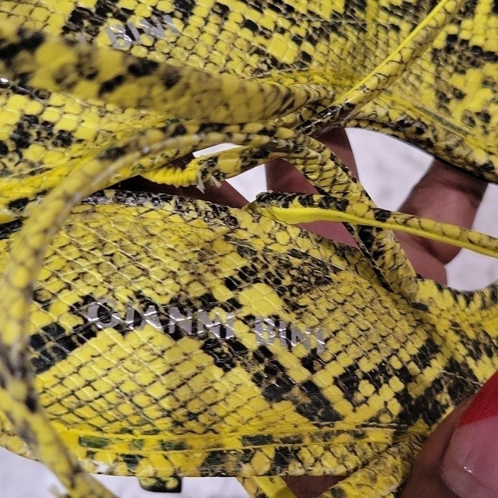 Gianni bini neveena yellow Reptile snake skin Strappy sandals